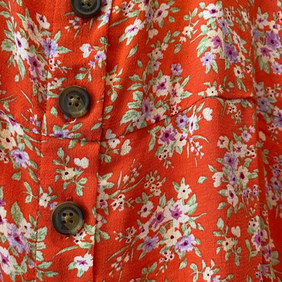 American Eagle Floral Tie Back Button Front Dress Medium - Picture 4 of 5